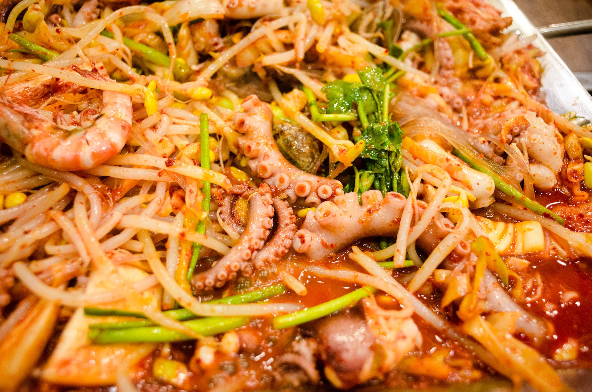 Mix seafood plate colorful delicious food recipe about shrimp and calamari and salmon